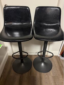 Adjustable Black Embossed Croc Bar Stools