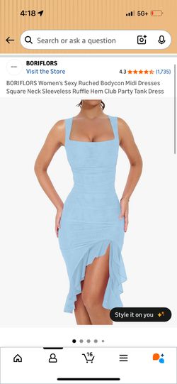 Blue midi bodycon dress