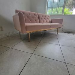 Light Pink And Gold Trim Sofa