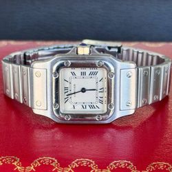 Cartier Santos De Cartier 24mm Silver Roman Dial, Quartz 9057930 Box Papers Accessories Full Set