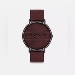 NWT COACH CHARLES Dark RED CALFSKIN MEN'S WATCH (1(contact info removed))
