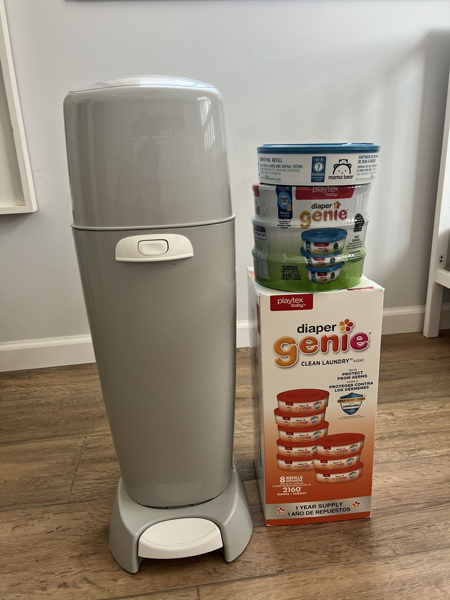 Diaper Genie Complete Pail (Grey) | Odor-Controlling Baby Diaper Disposal System