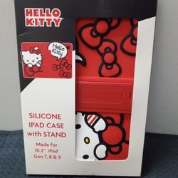 HELLO KITTY Red Silicone iPad OR Android Tablet Case Cover w/stand ~ 10.2"
