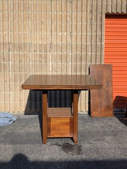 Large Dark Wood Table With Leather Seats