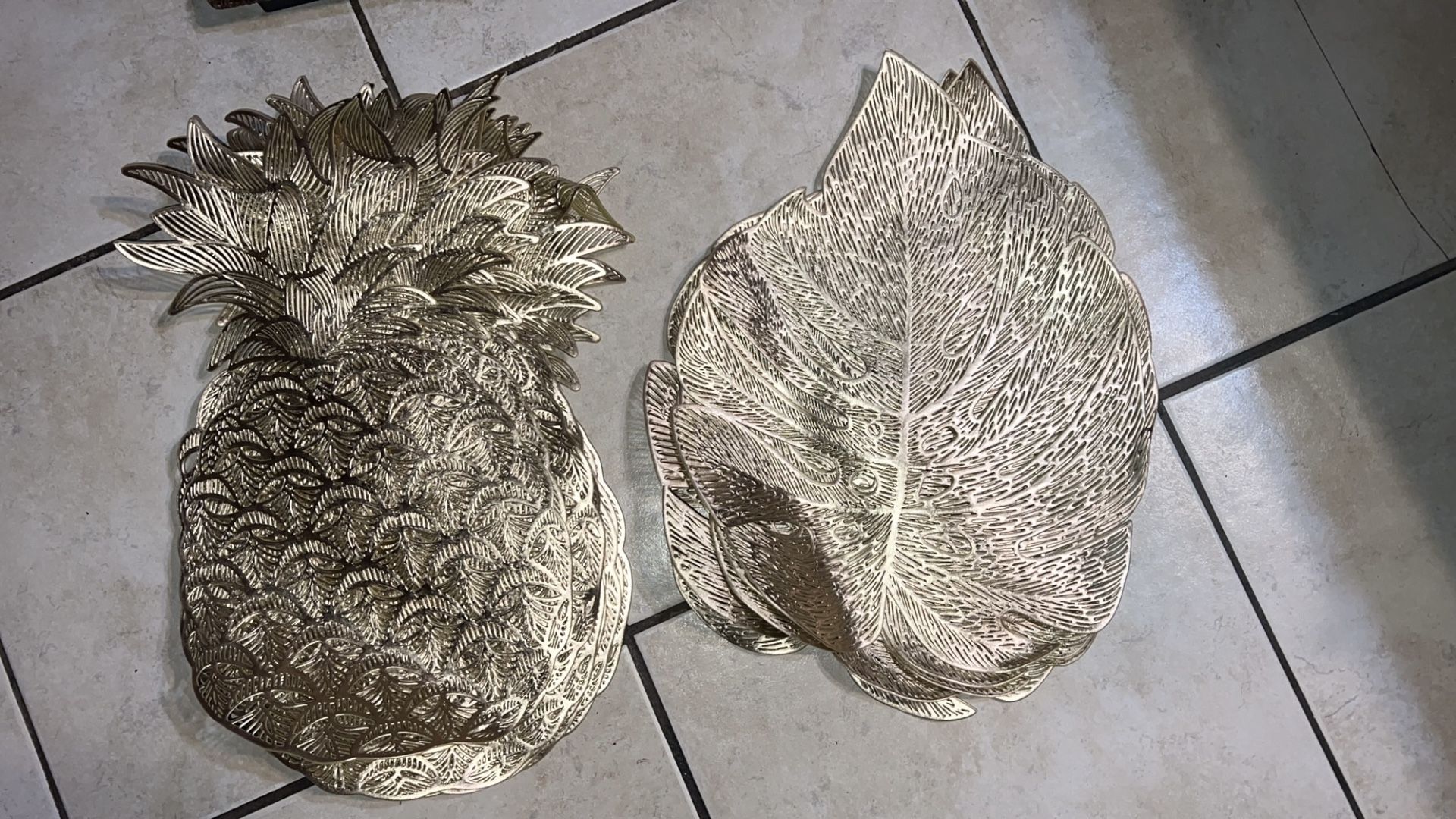 Gold Pineapple And Leaf Placemats