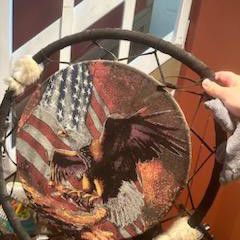Large Dreamcatcher With Eagle Beads And Feathers