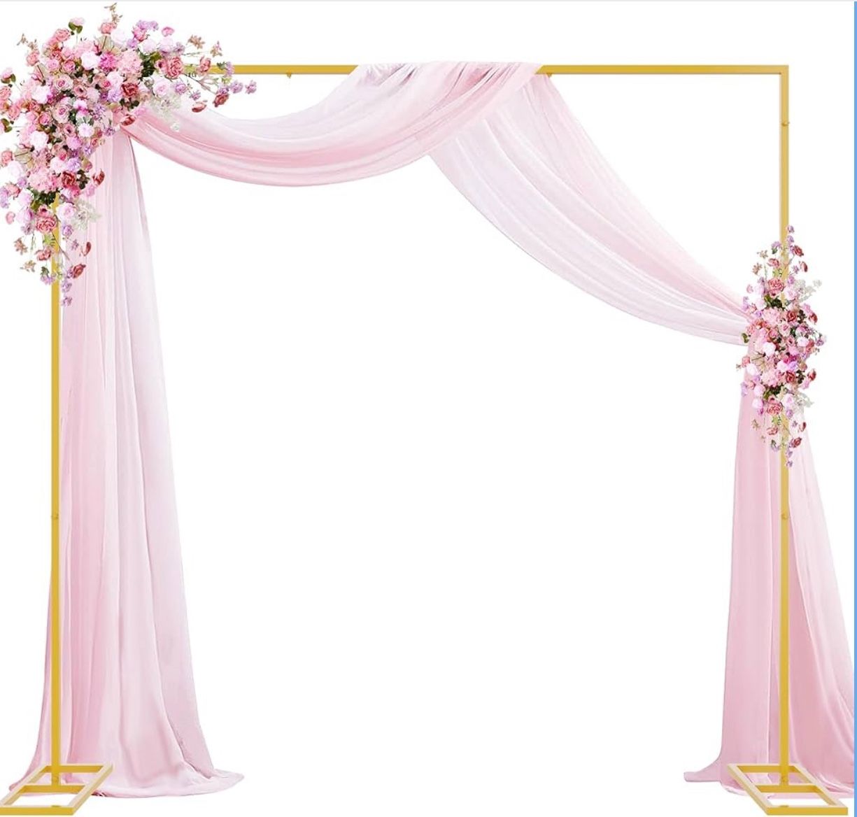 (5555-2) Wokceer 8x8FT Backdrop Stand Heavy Duty Pipe and Drape Kit with Base, Square Adjustable Backdrop Stand for Wedding Birthday Party Photo Booth