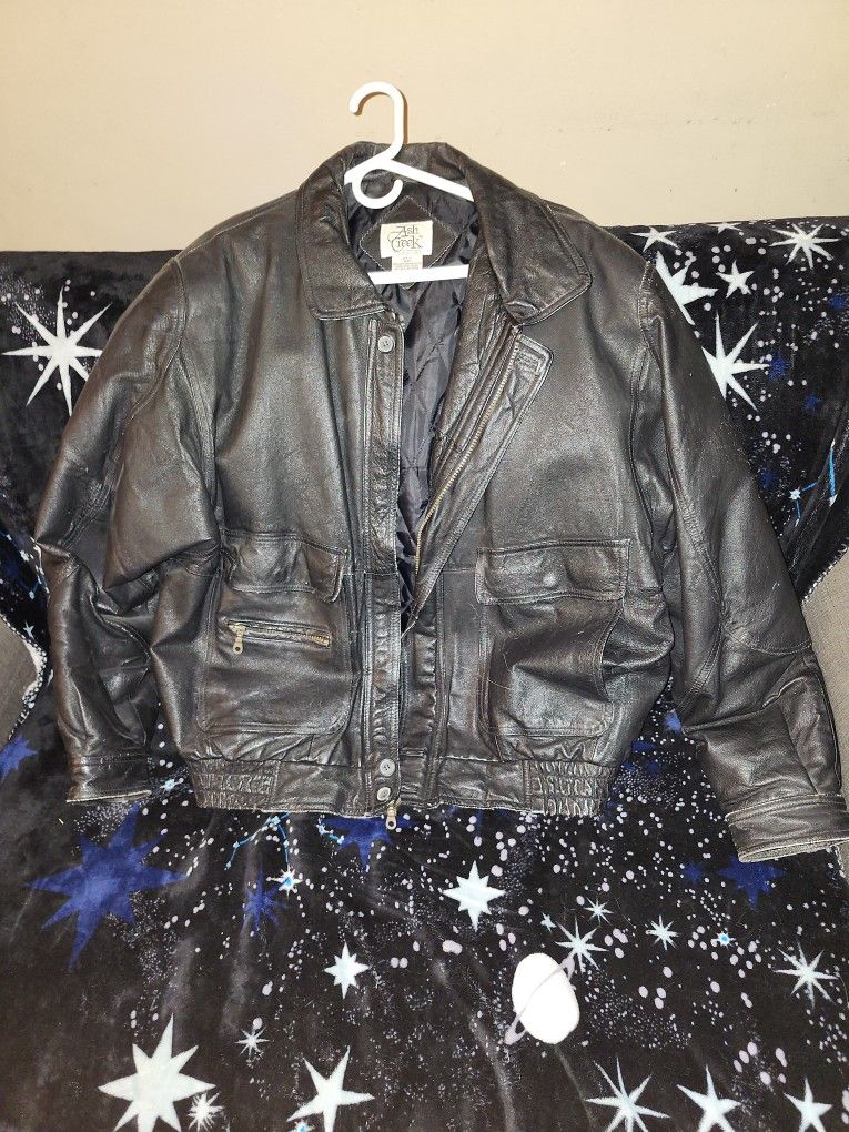 Leather Jacket Make Ash CREEK XL 100% Leather
