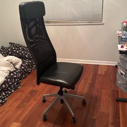Office Stool ( Black Leather)