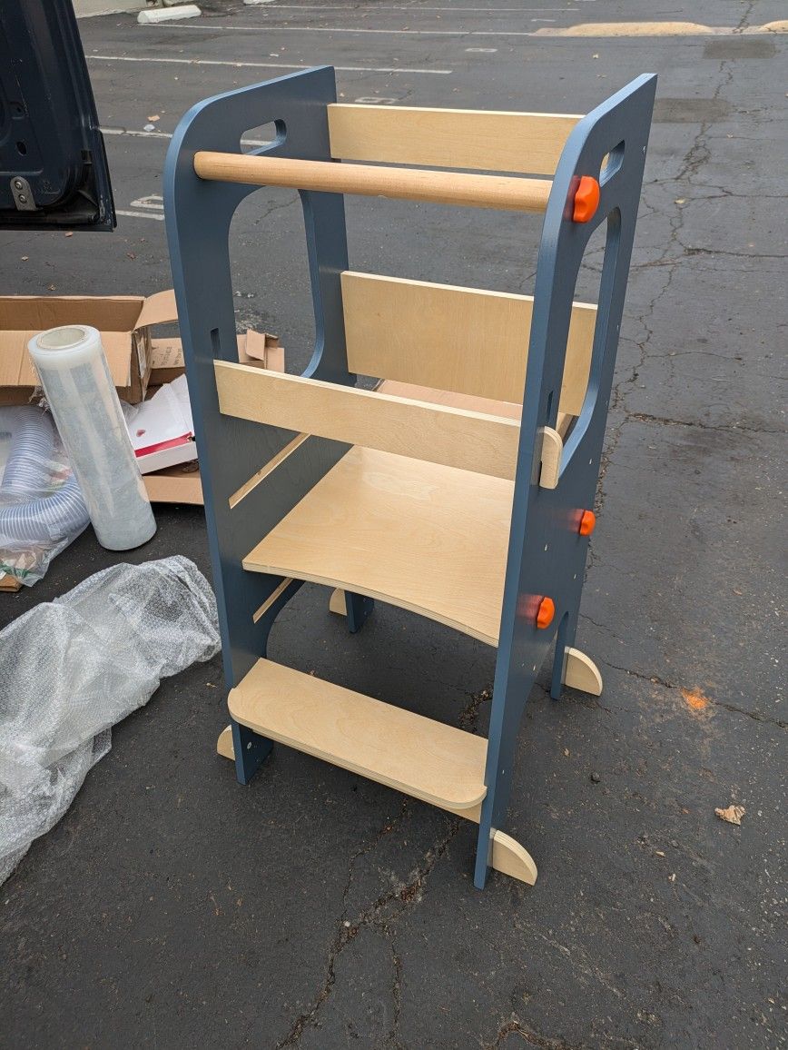Escalera Con Proteccion Para Kids, Taburete De Madera Solida