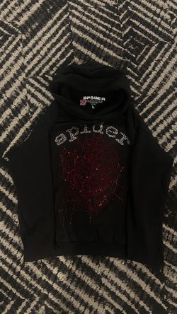 Rhinestone Black Spider Hoodie Size Large