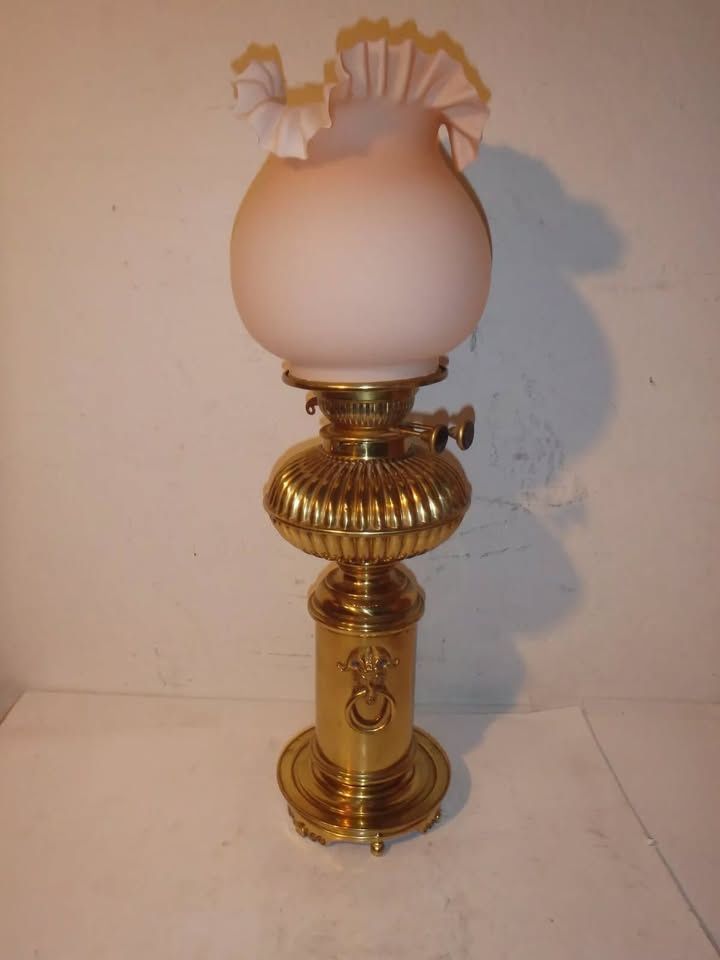 Antique Vintage Brass Oil Lamp Ram