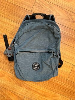 Kipling Blue Backpack with Monkey Keychain
