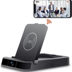 Spy Camera Hidden Camera WiFi Wireless Charger with 160° Lens Security Nanny Cam 4K, Mini Spy Hidden Camera with Motion Detection/Night Vision, Suppor