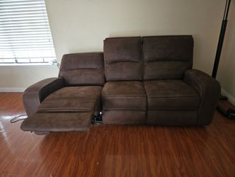 Brown Suede Reclining Sofa
