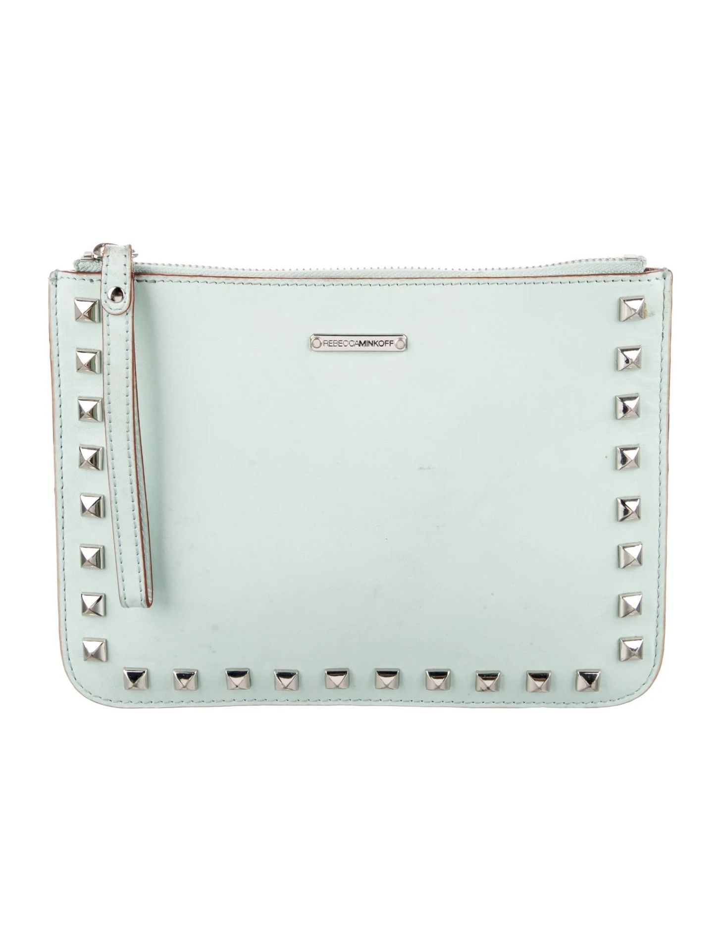 Never used still with original tags on Rebecca Minkoff Womens Leather Studded Large Wristlet Clutch Handbag 