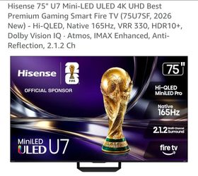 Like-new Smart TV 75 inch 4K 144Hz Mini-LED Hisense