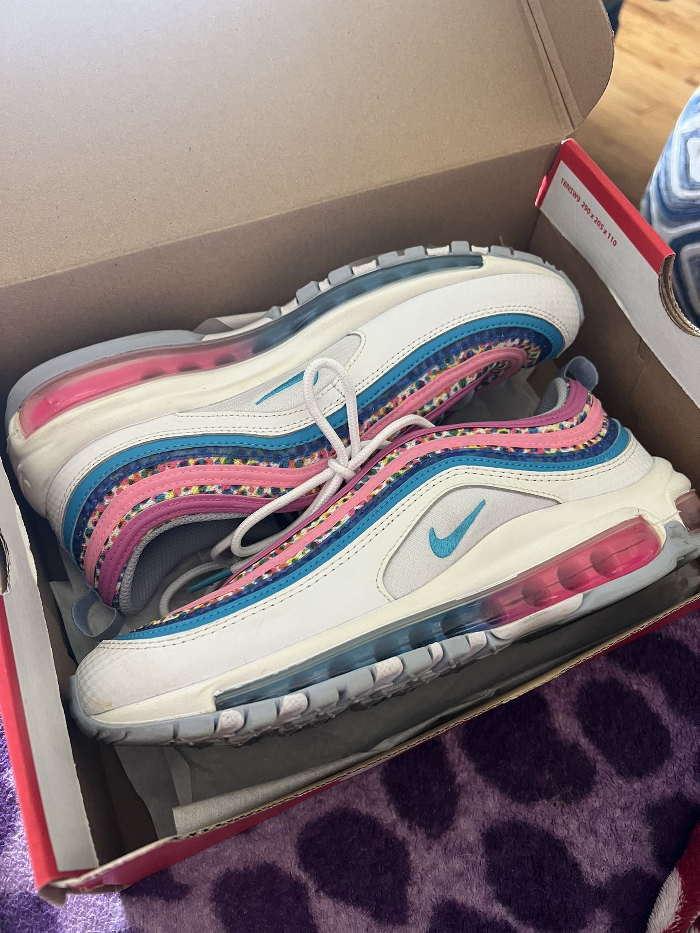 Girls Size 6.5Y Nike Air Max 97 Pink Blue White 