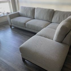 Living Spaces: Amherst Cobblestone 113" Queen Memory Foam Sectional w/Right Arm Facing Chaise