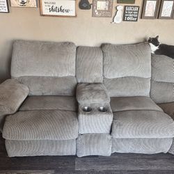 Tan/cream Sectional and Recliner 