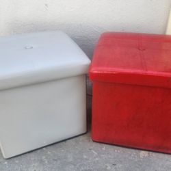 Red And Gray Ottoman 