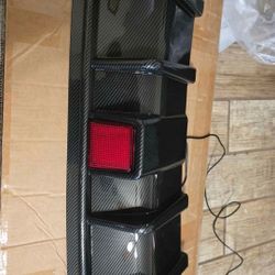 Rear Bumper Diffuser Lip W/ Brake LED For 2017 Infiniti Q50  Carbon Fiber Style 