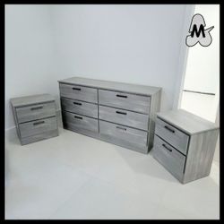 NEW DOUBLE DRESSER WITH TWO NIGHT STANDS 😊 ASSEMBLED