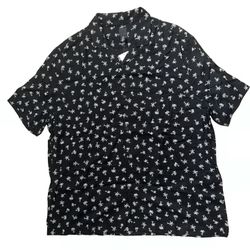 H&M Palm Tree Print S/S Shirt- Black Sz. XXL