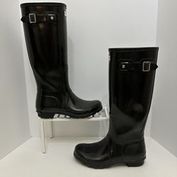 Hunter Original Tall Black Gloss Rain Boots Size 7F