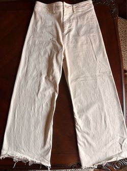 Size 10 cream-colored, high-waisted wide-leg pants
