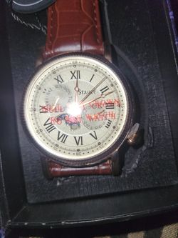 Stauer 20390 Moon Phase Quartz 41mm Leather Strap Men's Watch