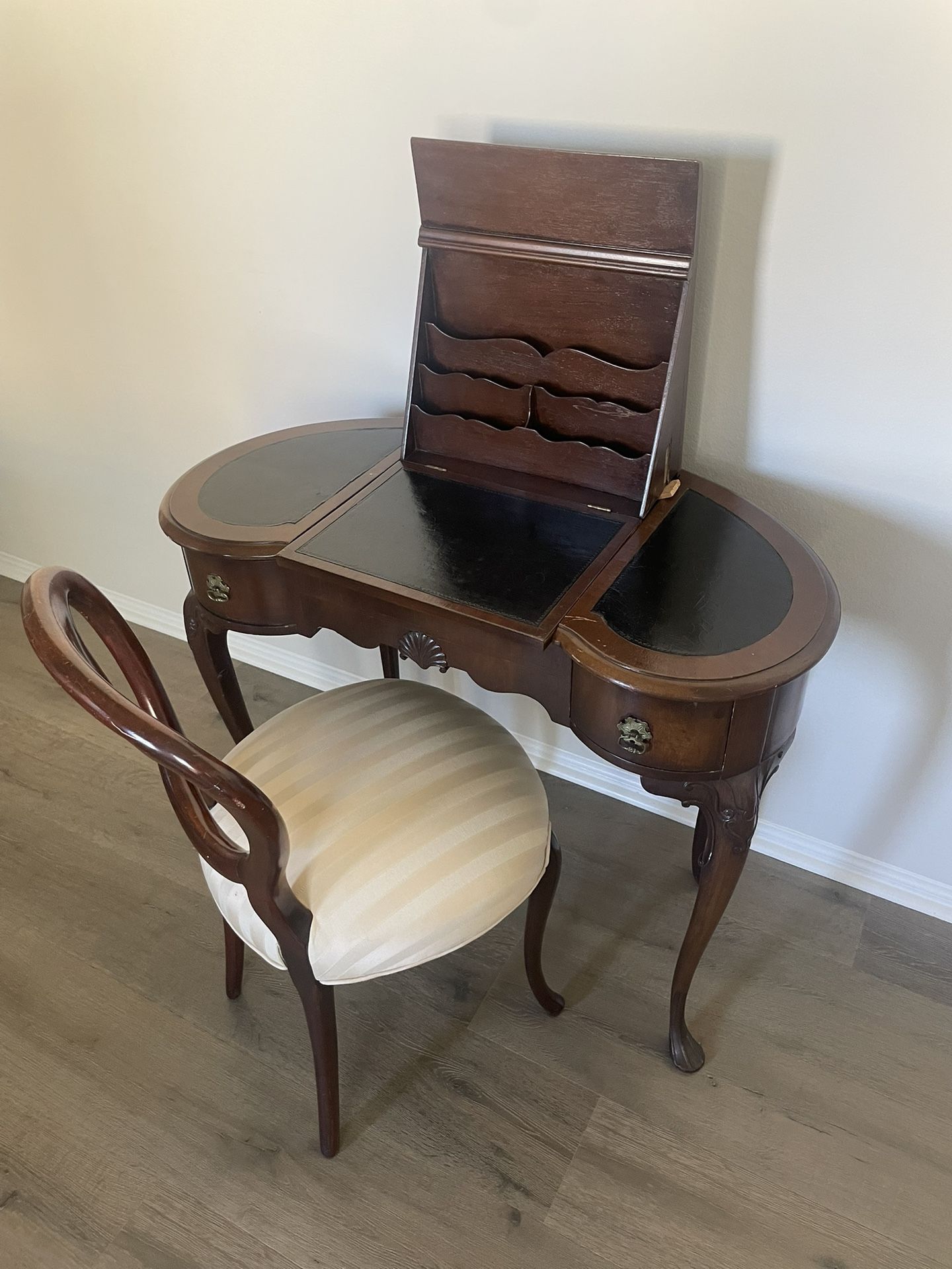 Antique Wood Desk and Chair