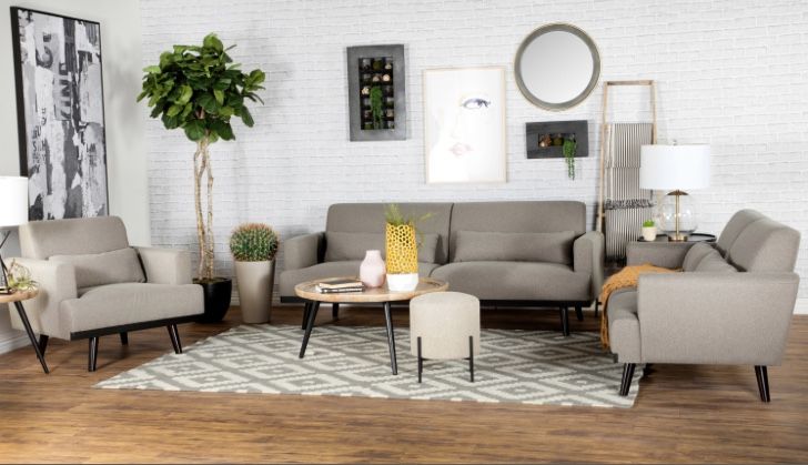 Brand New 2PC Sharkskin Grey Sofa and Loveseat Set