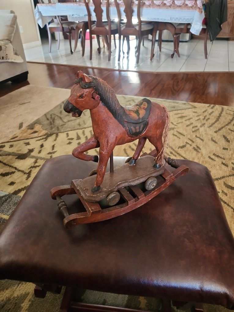 Vintage Mini Wooden Rocking Horse
