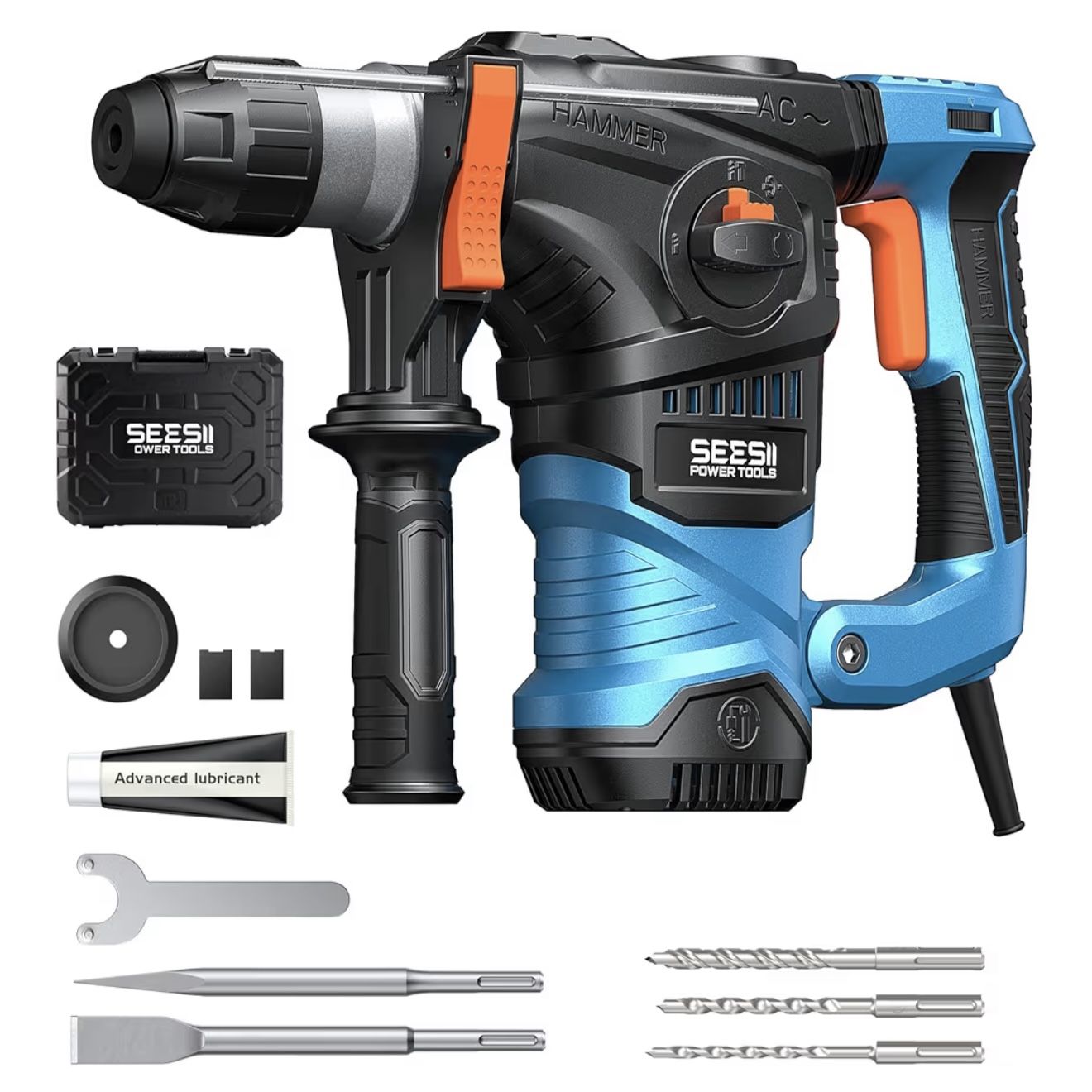 Heavy Duty Rotary Hammer: 13 Amp 1-1/4" SDS-Plus Demolition Hammer Drill for Concrete, Brick & Stone, 6J Power with 4 Functions, Safety Clutch & Anti-