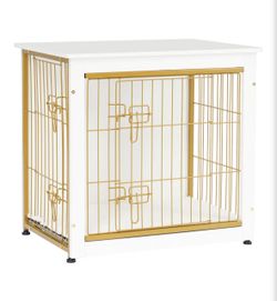 White + Gold Dog Kennel- perfect condition