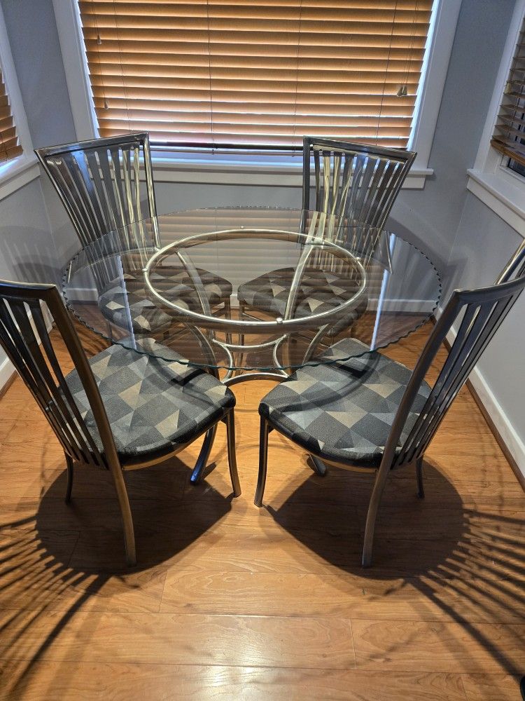 Glass Table With 4 Chairs