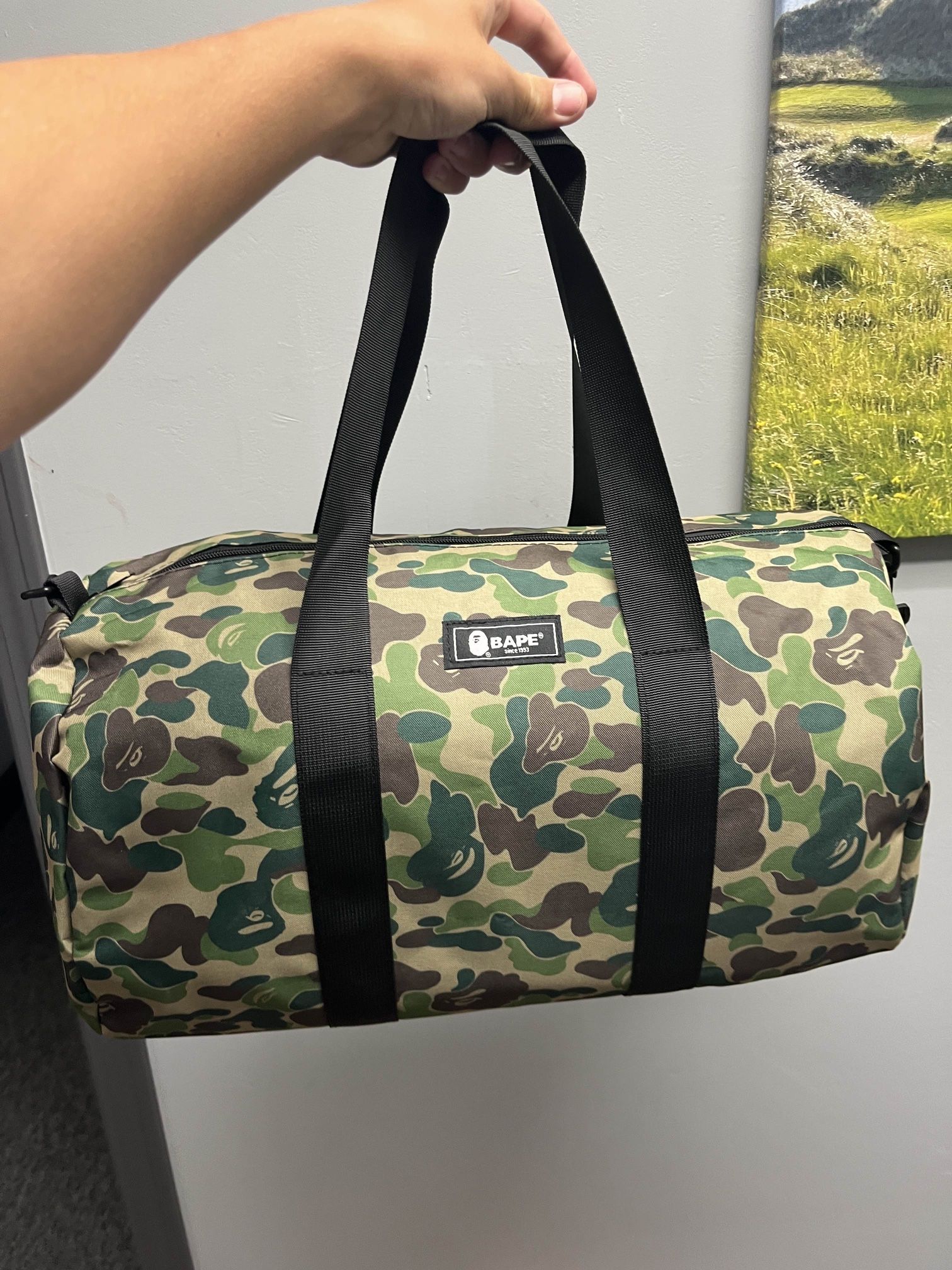 Bape Green Camo Duffle Bag Bape Green Camo Duffle Bag