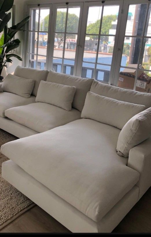 West Elm Harmony 3pc Sectional Couch Sofa Feathered