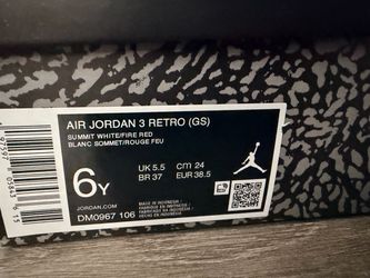 Air Jordan 3 Retro GS Summit White Fire Red