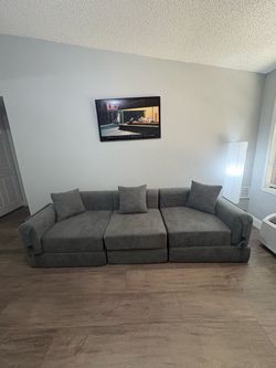Gray boneless Sofa with Cushions