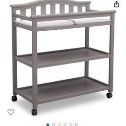Delta Children Bell Top Changing Table with Wheels and Greenguard Gold Certified, Grey Local Pick Up Used but can be touched up to be like new Origina