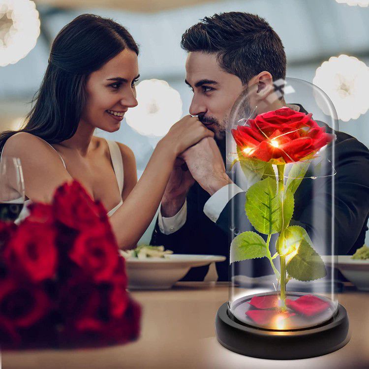 New Valentines Day Gifts for Her,Valentines Rose Gifts for Girlfriend Wife,Colorful Rainbow Light Up Rose Flower with LED,Valentines Gifts for Women M
