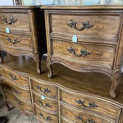 French Provincial Nightstands Pair 