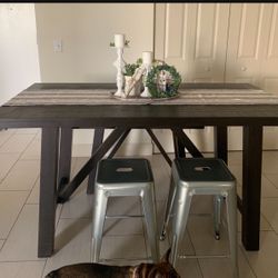 City furniture wood table with bench