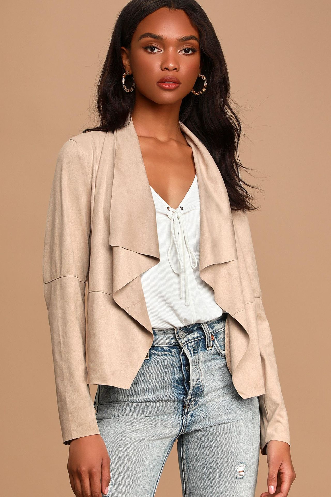 Beige Suede Jacket L