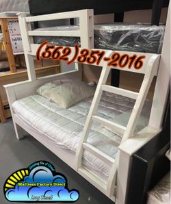 Twin full white bunk bed with mattresses colchones camas nuevas new
