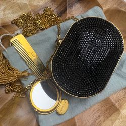 Judith Leiber Black Swarovski Crystal Minaudière | Pristine Condition