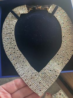 Swarovski pave crystal and gold fitted 18” necklace