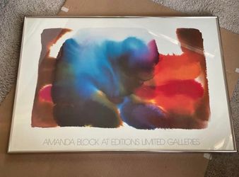 Vintage Modern Amanda Block "Curtain" 1982 Vintage Watercolor Lithograph Framed Art Print